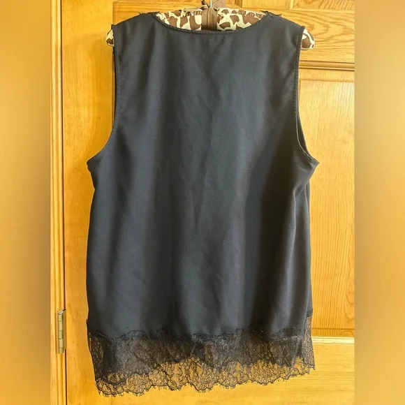 Michael Kors Black Sleeveless Lace Trim Top - Picture 2 of 3
